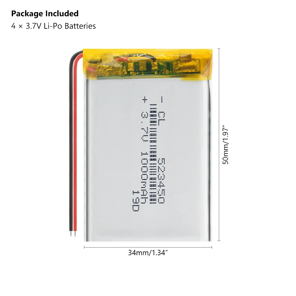 Литий-полимерный Перезаряжаемые Батарея 3,7 в 503450 Li-Ion Батарея емкость 1000 мАч для смартфонов DVD MP3 MP4 Светодиодная лампа 1/2/4 штуки в комплекте