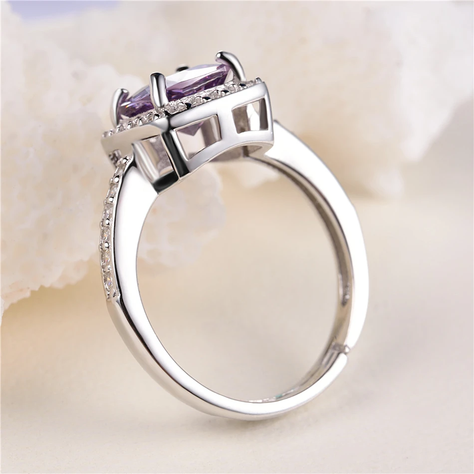 Украшение для влюбленных 5А аметист кольцо из стерлингового серебра 925 Изумрудное кольцо фиолетовый натуральный камень женские свадебные драгоценные камни кольца