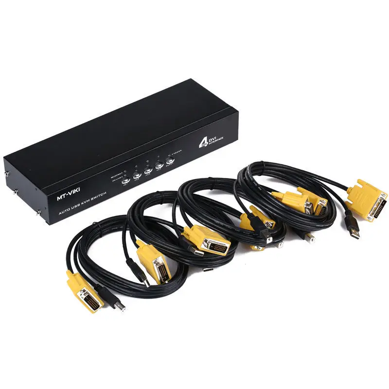 MT-VIKI 4 порта DVI KVM переключатель с аудио Авто Hotkey KVMA коммутатор USB мышь клавиатура 4 шт. 1 монитор с оригинальным кабелем 2104DL