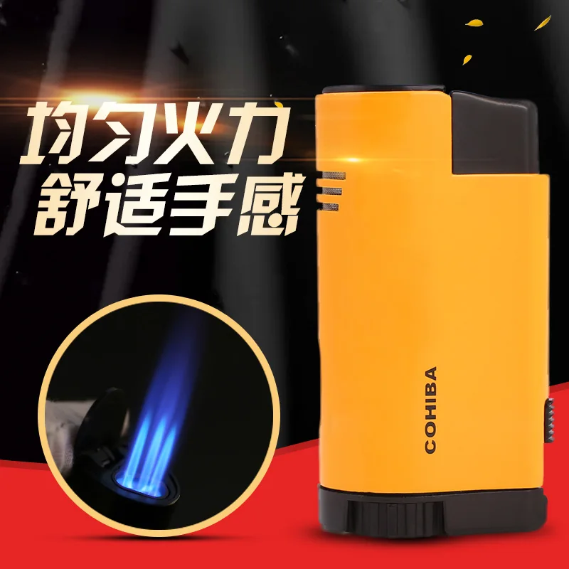 

COHIBA Windproof Jet Refillable Inflatable 3Flame Cigar Lighter