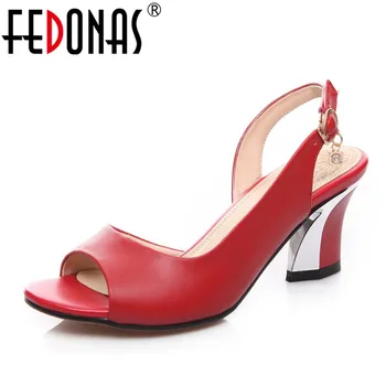 

FEDONAS 2020 Women Sexy Genuine Leather Shoes Woman Pumps Fashion Peep Toe Party Wedding Shoes Female Sexy Pumps New Shoes