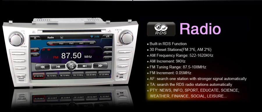 Discount Quad Core 8" Android 8.1 OS Wifi 3G Car DVD Player GPS Nav Radio Stereo for Toyota Camry 2007-2010 Silver with TF GPS Card 13