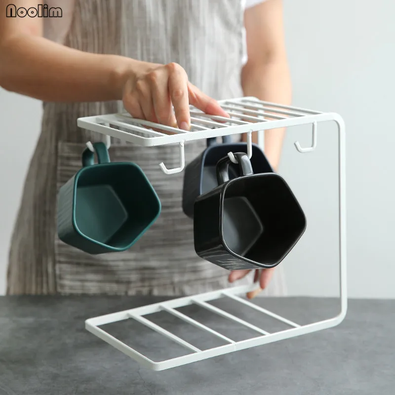 NOOLIM Iron Cups Hanging Holder Creative Mugs Glasses Dishes Drain Rack