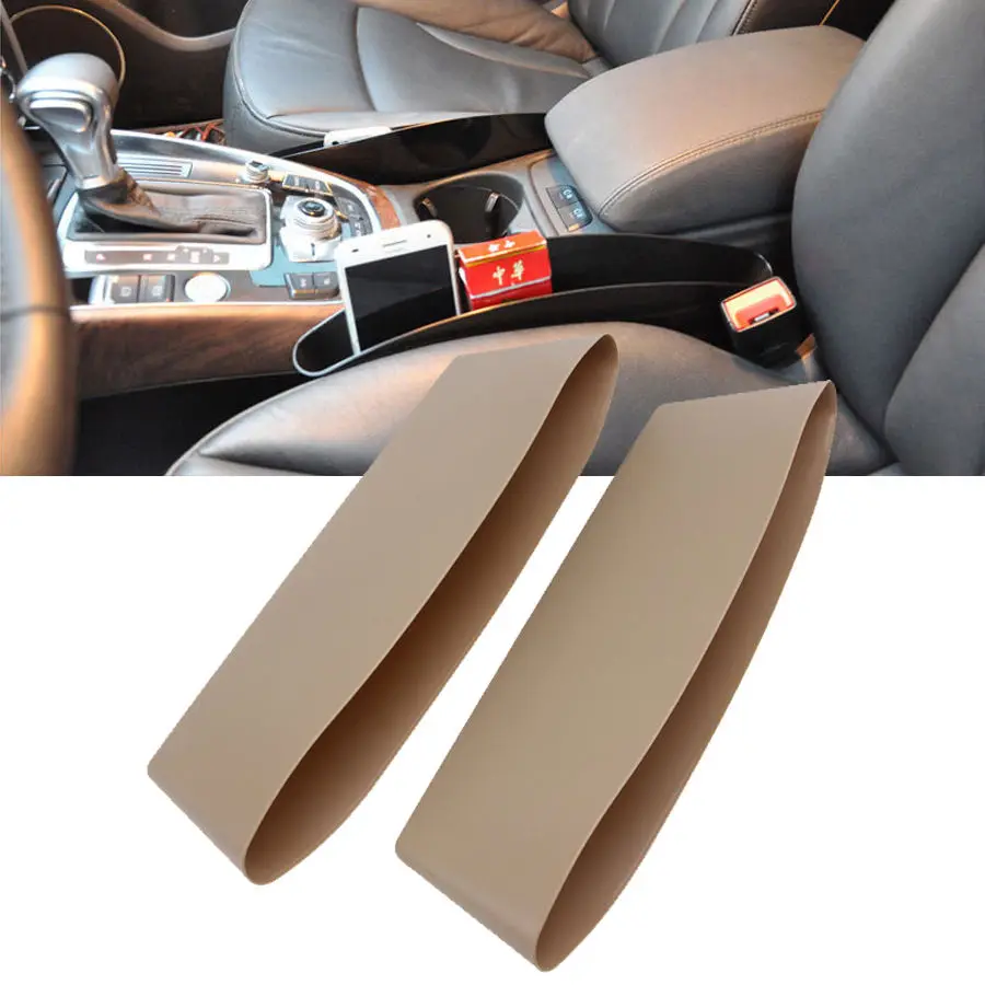Car Seat Leather Box Catch Caddy Gap Slit Pocket Storage Coin Catcher Organizer