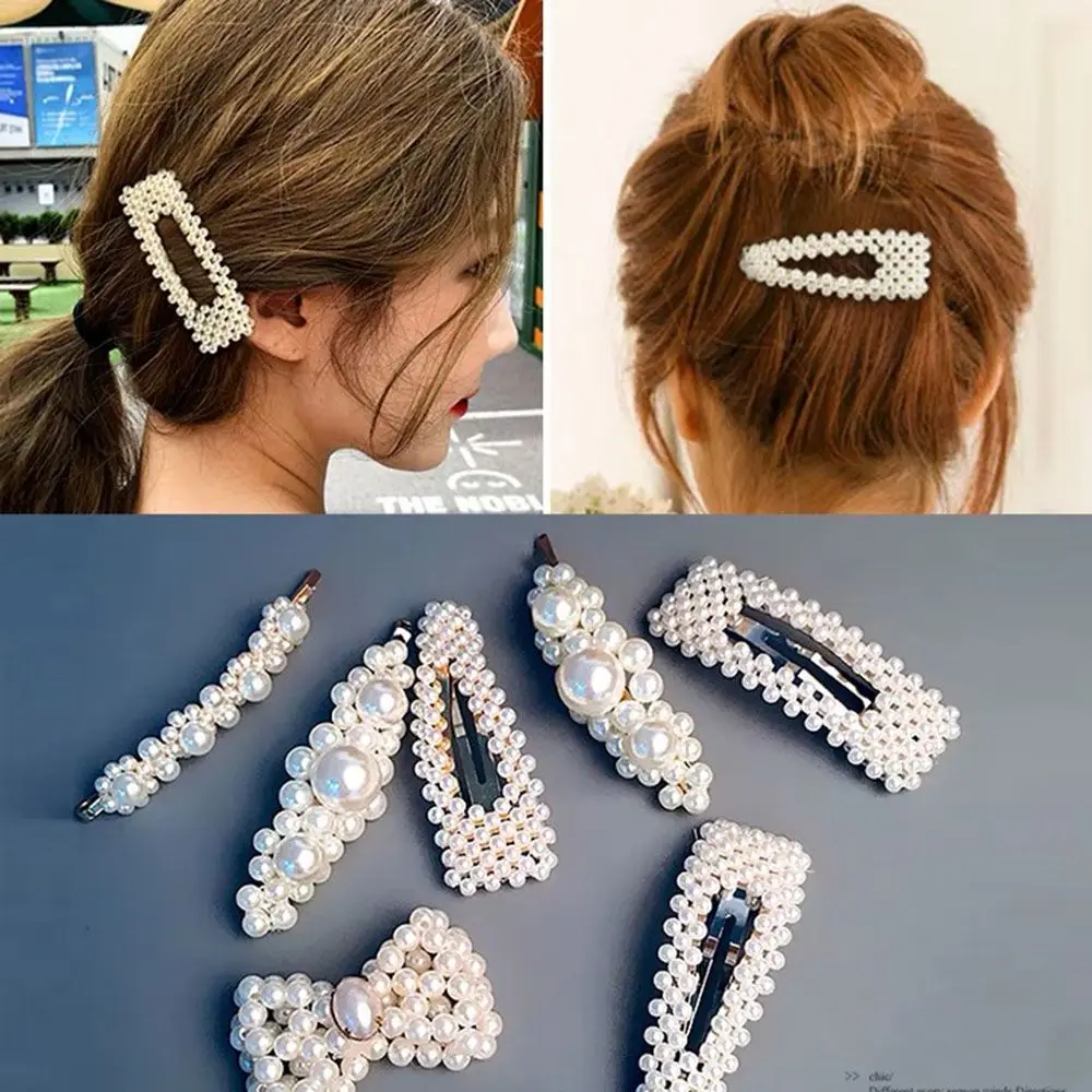 

New 12 Styles Fashion Pearl Hair Clip for Women Elegant Korean Design Pearl Metal Hair Clips Hairpin Hair Styling Accessories
