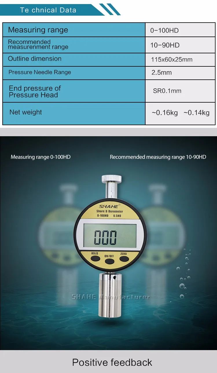 Shahe 20-90D Измеритель Твердости Портативный Измеритель Твердости цифровой береговой дюрометр