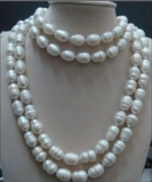 

FREE SHIPPING>>>@ DD rare 12-13mm AAA south sea white natural baroque pearl necklace 65" GP WW