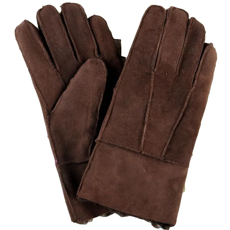 Man Winter Glove Plus Size Wool Sheepskin Fur Thicken Gloves Male