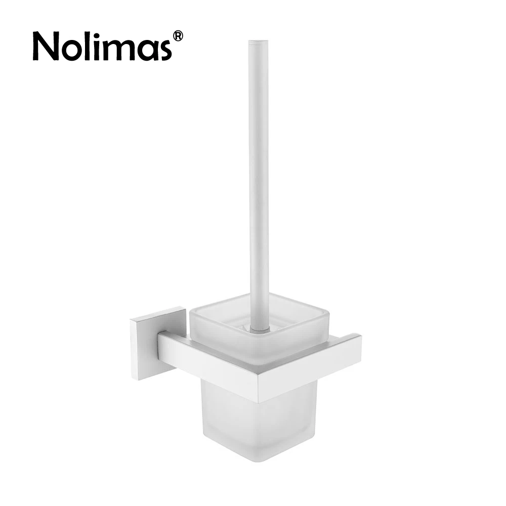 

SUS 304 Stainless Steel Toilet Brush Holders Bathroom White Polished Effect Toilet Brush Cup Holder Rack Bathroom Brush Shelf