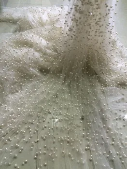 

nice design CGL6133-1 embroidery French tulle lace fabric in beige color African net lace fabric