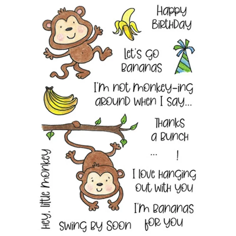 

Eastshape Merry Monkeys Metal Cutting Dies Happy Birthday Clear Stamps for Craft Dies Scrapbooking Album Embossing New Dies