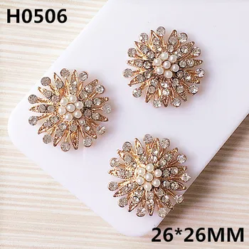 

Free shipping Pearls/Rhinestone decoration Alloy gold Tone Cartoon Flowers Shape Crystal Rounds Florals buckle Jewelry making