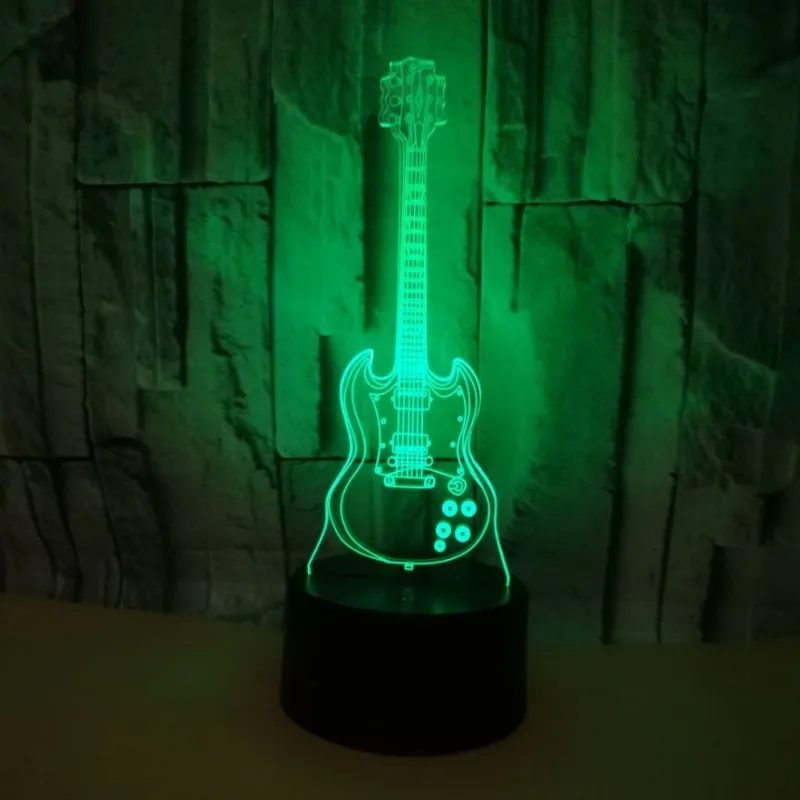 Красочная гитара сенсорная 3d лампа Иллюзия светодиодный ночной Светильник USB атмосферная настольная лампа для детей подарок для детей прикроватная Спальня