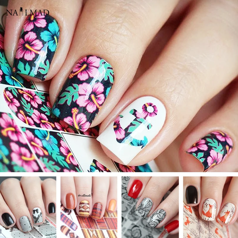 

1 Sheet Flower Anchor Nail Art Water Decals Lace Water Decal Aztec Transfers Stickers Water Slide