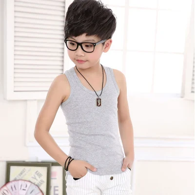 children's top toddler boy tank tops kids undershirt boys girls camisole cotton soft singlet child teenager 2/5/6/8/10/13 year baby white cotton t shirt	 Tops & Tees