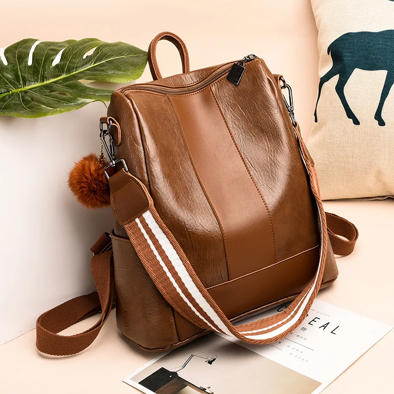 

Casual Large Capacity Shoulder Bags Vintage Women Backpack Leather Pu School Backpacks For Teenage Female Shoulder Bag Bagpack