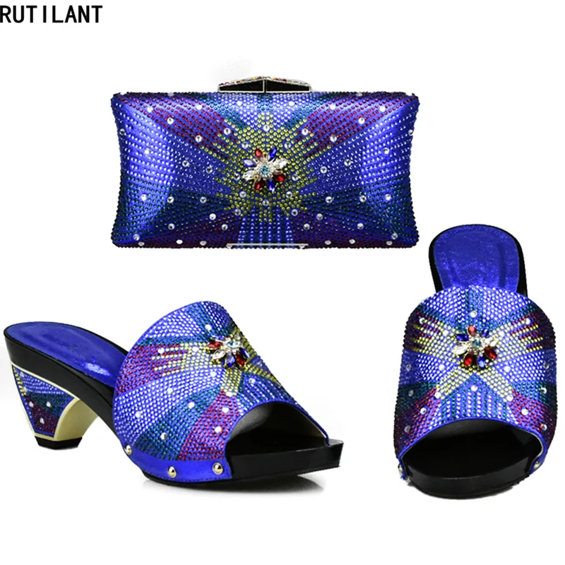 Nigeriaanse Schoenen en Tas Set Versierd met Strass Afircna Schoen en Tas Set voor Party In Vrouwen Dames Bijpassende Schoenen en Tas Nigeriaanse Schoenen en Tas Set Versierd met Strass Afircna Schoen en Tas Set voor Party In Vrouwen Dames Bijpassende Schoenen en Tas