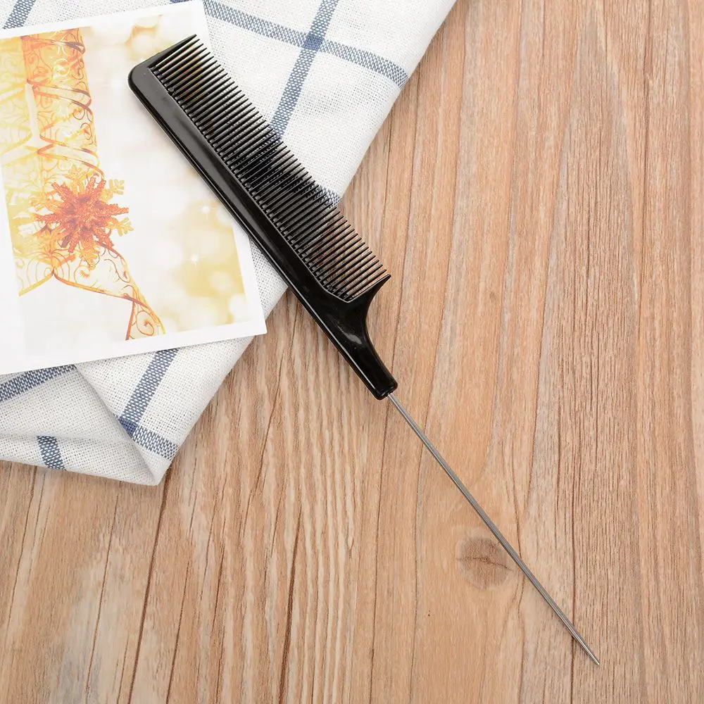 

1PC Black Fine-tooth Hair Comb Metal Pin Anti-static Hair Style Rat Tail Comb 21cm Hair Styling Beauty Tools Dropship Hot Sale