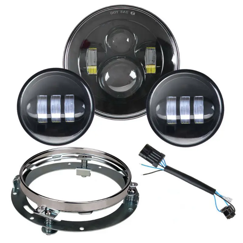 7inch Round LED Headlight DOT Conversion Kit &4.5inch Fog Passing