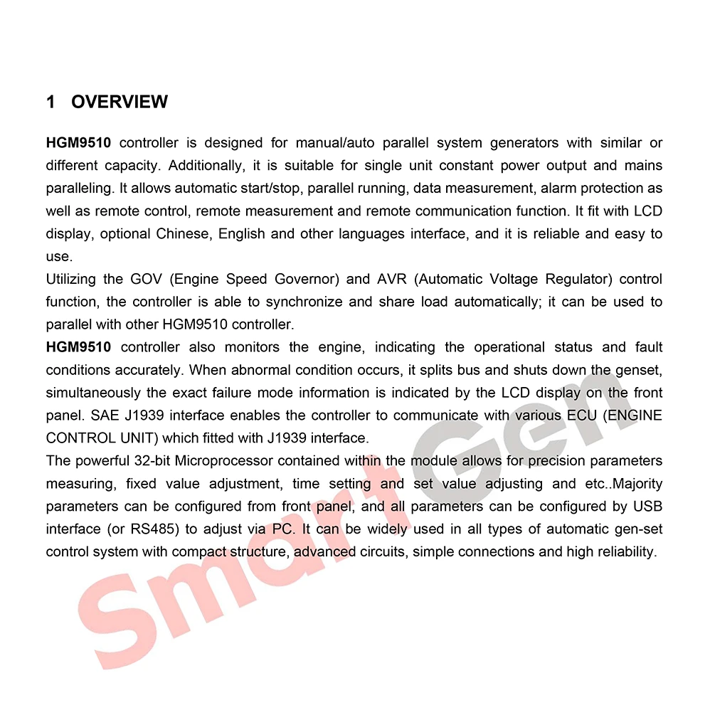 HGM9510 контроллер параллельного привода SmartGen для ручной генераторной установки автоматической параллельной системы генератора