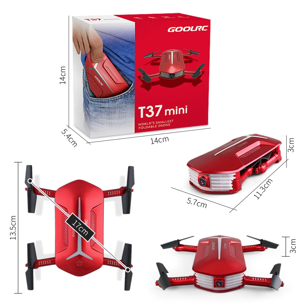 GoolRC T37 RC Drone with Camera Drone Selfie Mini Drones Foldable Drone RC Pocket Dron Quadcopter with extra Battery vs for jjrc h37 jjrc h36 RC Helicopter Professional Drone (1)