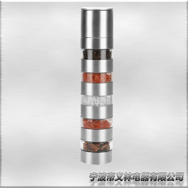 Mills Pepper Grinder Eco-friendly Stainless Steel Pepper Grinder Mill Kitchen Pepper 5 Kinds Of Seasoning Storage Boxes