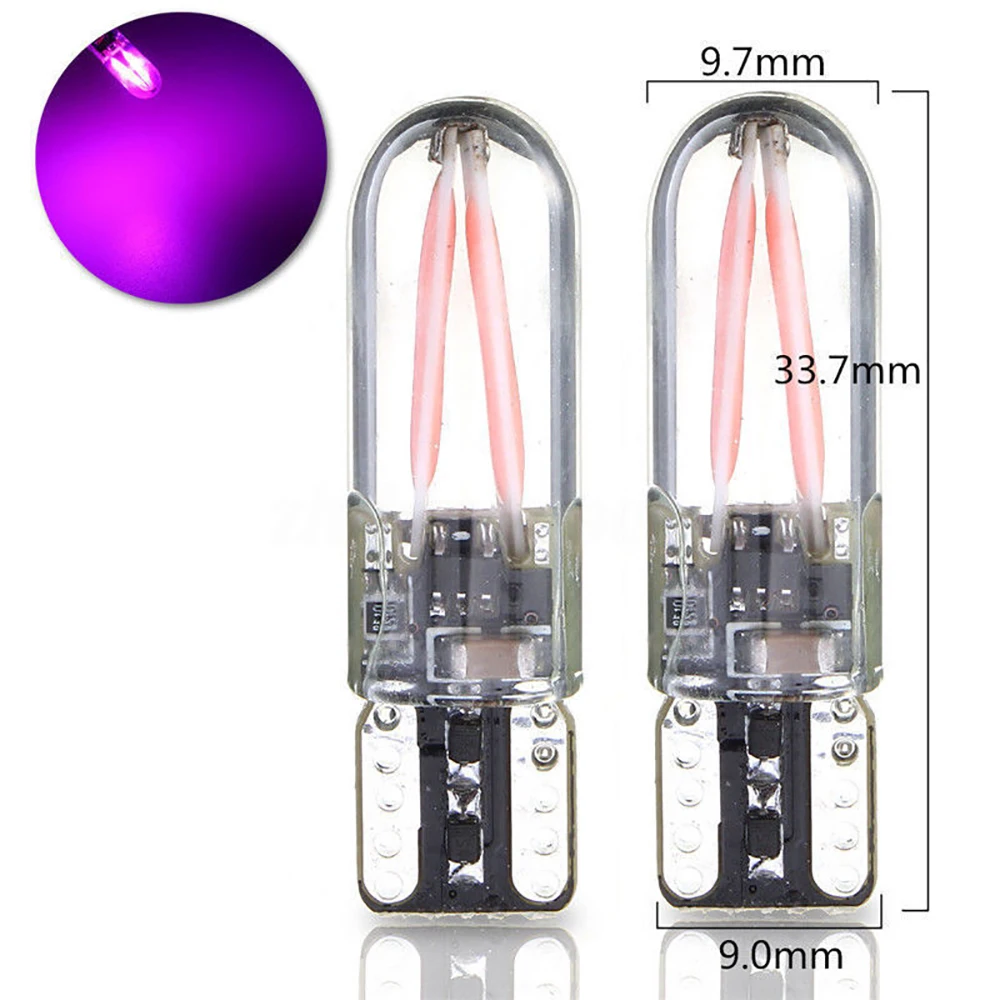 

2pcs T10 194 168 W5W COB LED Canbus Glass License Plate Width Side Marker Interior Dome Light Purple Bulb New