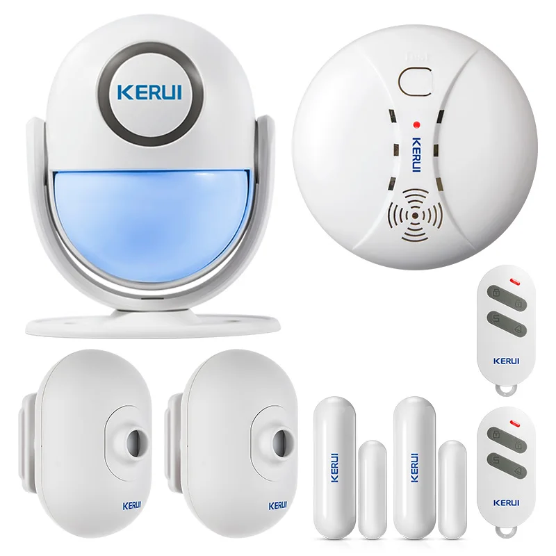 

KERUI WIFI Home Security Alarm Burglar Alarm System IOS/Android App Wireless Control Door/window Sensor smoke/motion detector
