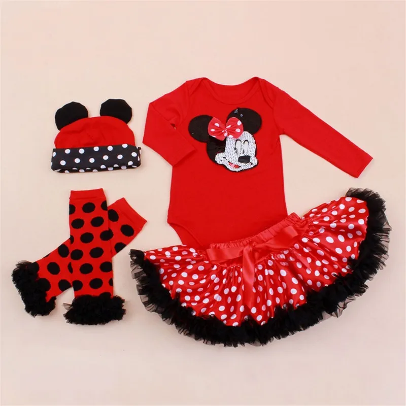 

Fashion Infant Newborns Clothing Sets Cartoon Mickey Baby Girls Bodysuit Dot Tutu Skirts Party Toddle Girl Christening Clothes