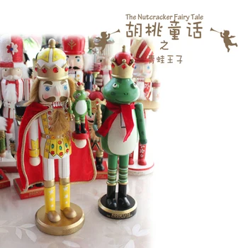 

2pcs/set The Decorative Ornaments Frog Prince Wooden Nutcracker Birthday Gifts Hotel Decoration 38CM