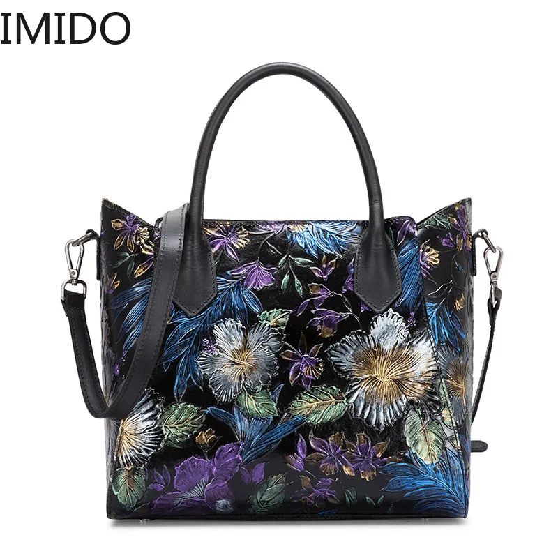 

IMIDO Originally Ethnic Style Leather Slant Single Shoulder Handbag Famous Designer Handbags Genuine Leather Womans Brand 2019