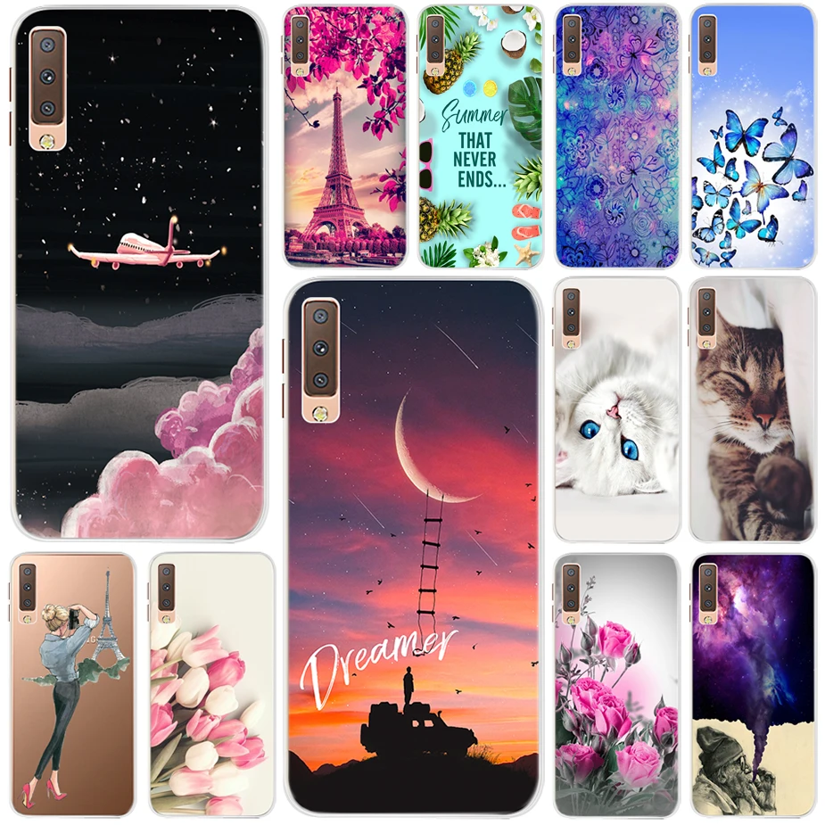 Silicone-Case-for-Samsung-A7-2018-Soft-TPU-Back-Cover-Print-Phone-Cases ...
