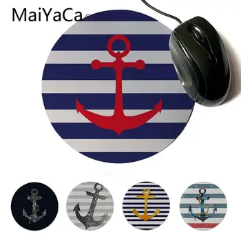 

MaiYaCa Funny Marine Pattern Blue White Striped with Golden Anchor DIY Design Pattern Game mousepad Personalized print Mousepad