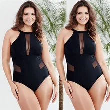 Женский цельный купальник большого размера Монокини пуш-ап купальник большого размера с высокой талией бикини с открытой спиной купальник большого размера