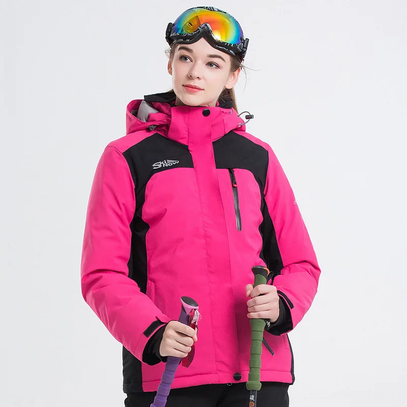Новинка, лыжный костюм, водонепроницаемые женские куртки для сноубординга+ штаны, теплая зимняя куртка, лыжные комплекты белого цвета, женская брендовая Лыжная одежда - Цвет: Rose jacket