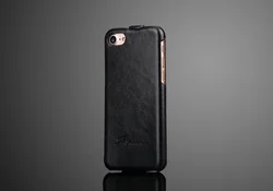 Premium Genuine Leather Vertical Flip Cover Case with Free Screen Protector for iPhone 17 e (Black)