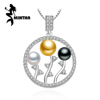 

MINTHA 925 sterling silver bohemian Pearl beads necklace leaves chain necklace,pearl jewelry friendship pendant necklace women
