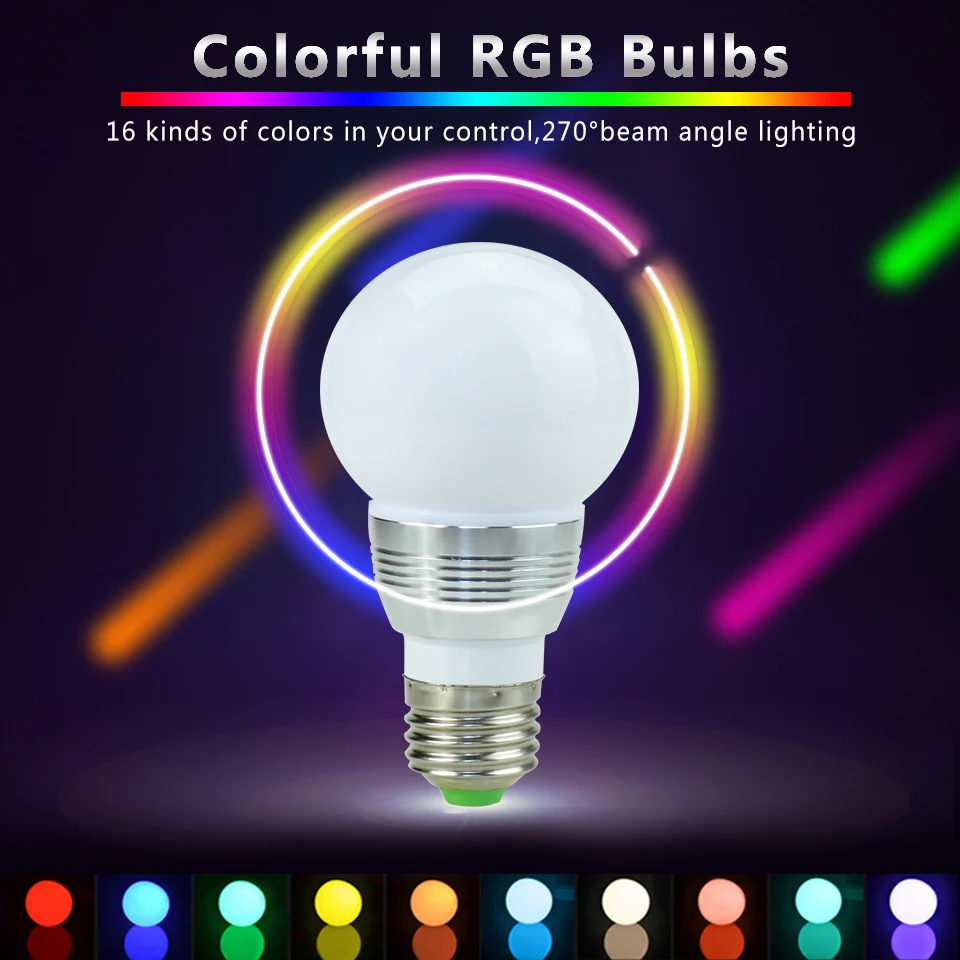 

RGB Colour Changing E27 E14 GU10 MR16 RGB LED Bulb LED Lamp Light Spot Bulb IR Remote Control Home living Room Party Decoration