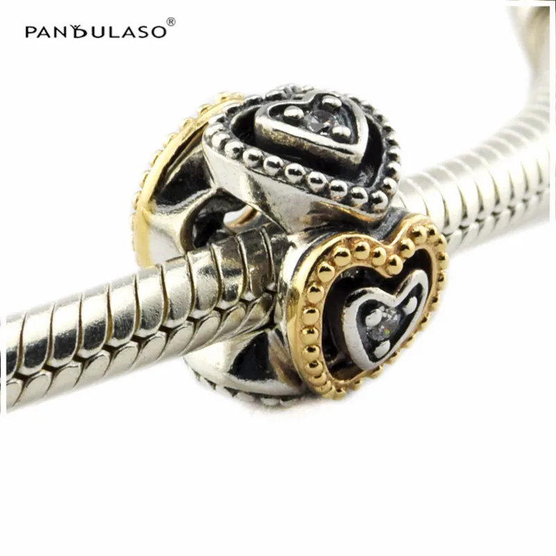 

Pandulaso Autumn Celebration of Love Clear CZ Beads Sterling-Silver-Jewelry Fit European Charm Bracelet Beads DIY Wholesale