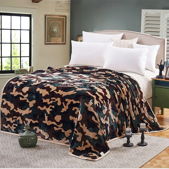 Quality Fashion Camouflage Plush Soft Faux Mink Flannel Fleece Blanket