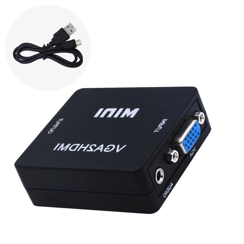 TISHRIC VGA2HDMI Женский к женскому мини VGA к HDMI 1080P адаптер конвертер с аудио питания для ПК проектора ноутбука