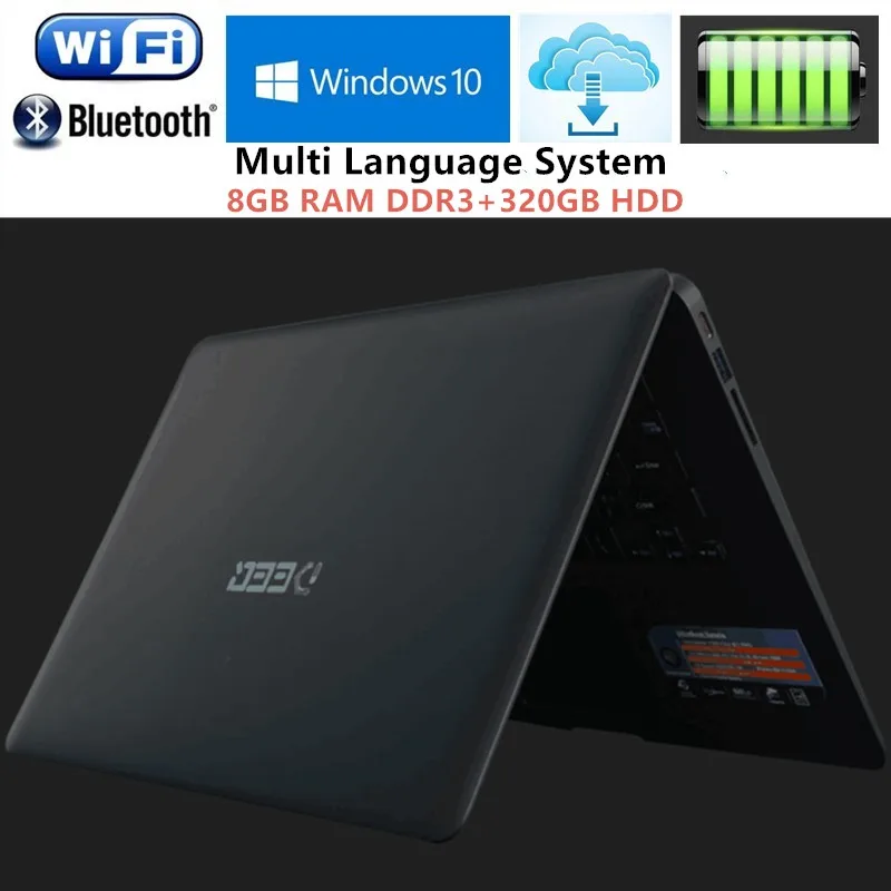 Prix 1920X1080 p FHD Écran 8 gb RAM + 320 gb HDD Windows7 10 Ultra Mince Intel Pentium N3520 quad Core Course Rapide Ordinateur Portable Netbook Ordinateur