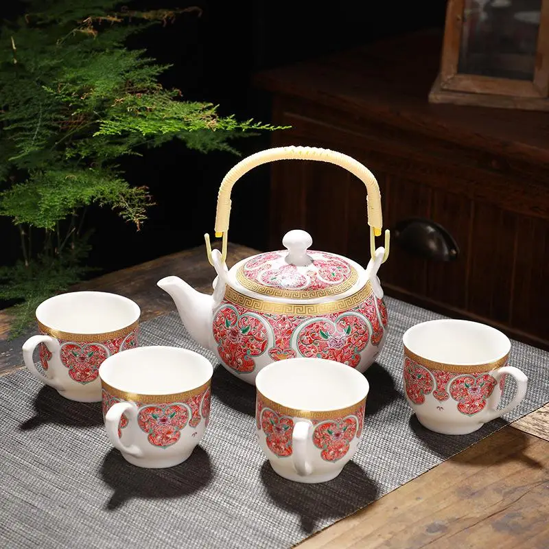  Drinkware Teaware Sets Chinese Pattern Ceramics Tea Set Porcelain Teaset Kettle Portable Teacups Te
