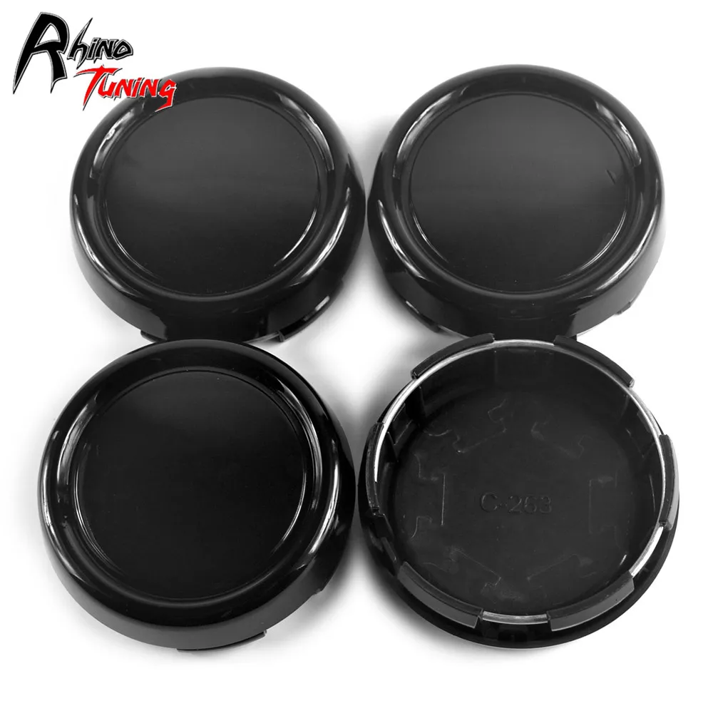 Rhino Tuning 4pc 79mm( 73mm ) Black Car Wheel Hub Center Cap Auto