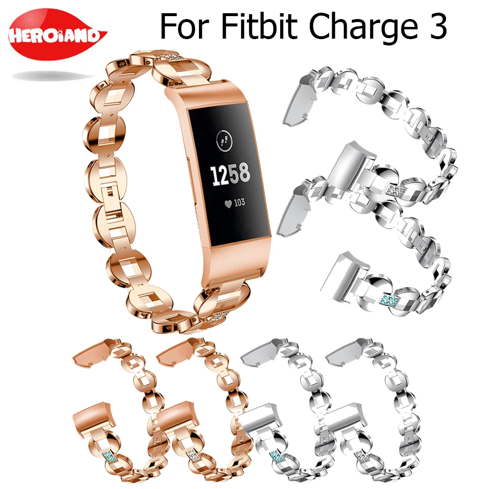 

Replacement Crystal Rhinestone wrist women Band Diamond Stainless Steel Strap For Fitbit Charge 3 bracelet stainless steel strap