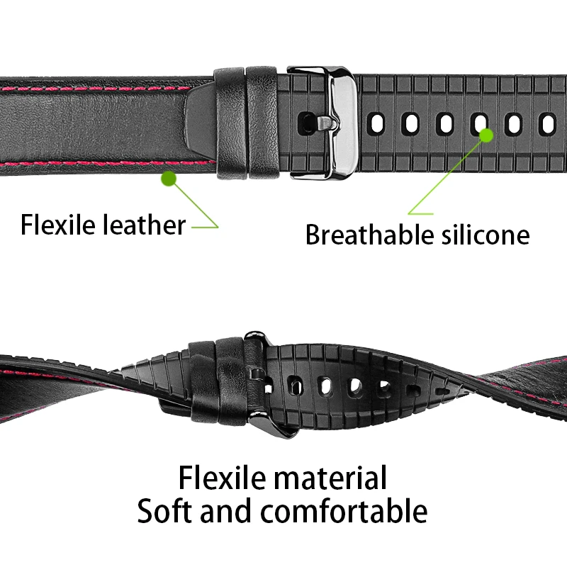 22мм гибридный ремешок для часов Для Huawei Watch GT Кожаный ремешок для часов Galaxy watch 46 Ремешок Деловой стиль сменный ремень