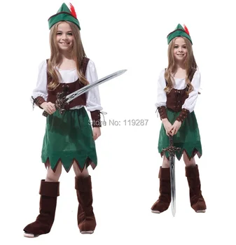 

free shipping Girls Peter Princess Halloween Costumes Kids Little Zorro Cosplay Performance Costumes children's clothes