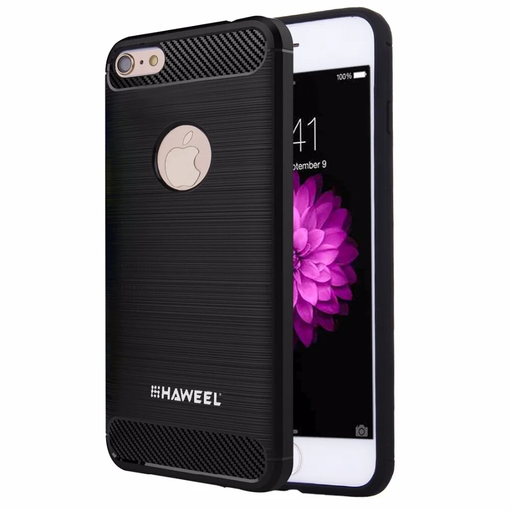 HAWEEL защитной оболочки для iPhone 6/6s плюс чехол матовый углеродного волокна TextureTPU