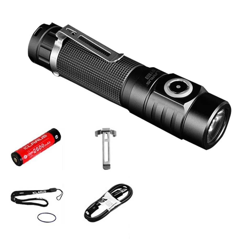 

KLARUS ST10 New Flashlight XM-L2 U2 LED max. 1100LM beam distance 115 meter TORCH+ 18650 Li-ion Battery + USB Charging Cord