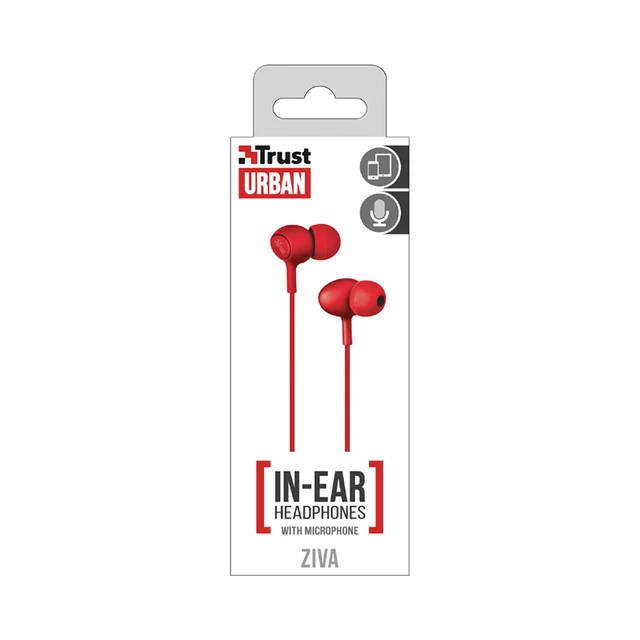 Гарнитура канальная Trust Ziva, цвет: красный